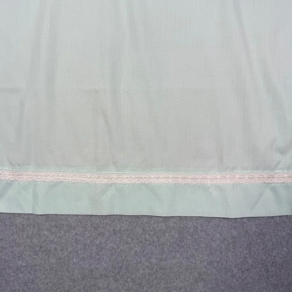 Vintage Mint Green Pillowcase Pair Lace Trim Butterfly Applique Standard Size